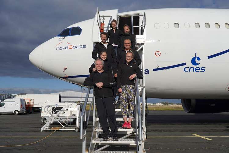 In order from the front left and behind: John E Kennett, HIFIm inventor & Co-Investigator of HIFIm parabolic test flight, Dr Tess Morris-Paterson, Aerospace physiologist & British Army officer, Dr Phil Price, SMU senior lecturer and Co-Investigator of HIF