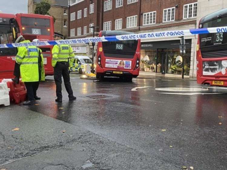 Busses are forming a blockade at the top of the bridge.