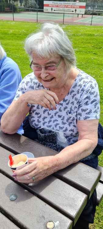 Enjoying an ice cream in Dorchester's Borough Gardens