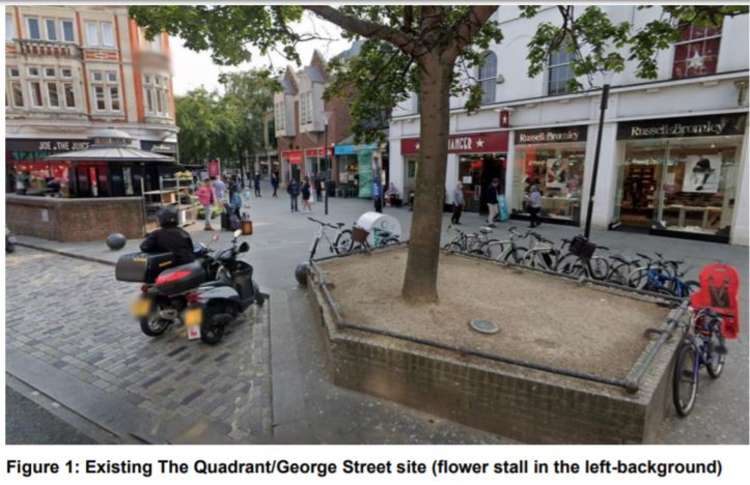 Flower stall, Lower George Street. This location was previously the site of a public underground toilet, which could be re-opened in some way. Credit: Richmond Borough Council.