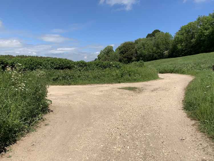 The path forks to the left and right, take the left path