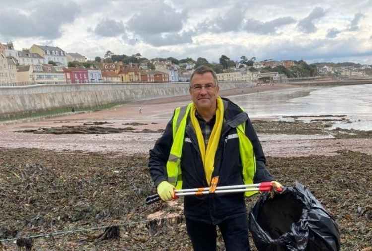 Town and district councillor Martin Wrigley at the beach clean