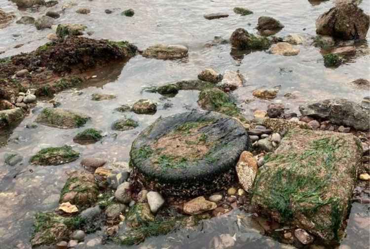 A tyre that could not be removed during the clean-up