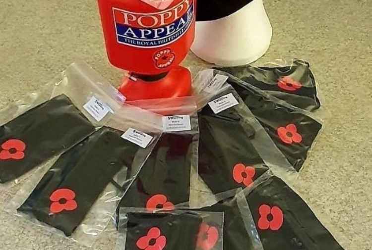 The poppy masks being sold for the appeal. Picture: Dawlish RBL