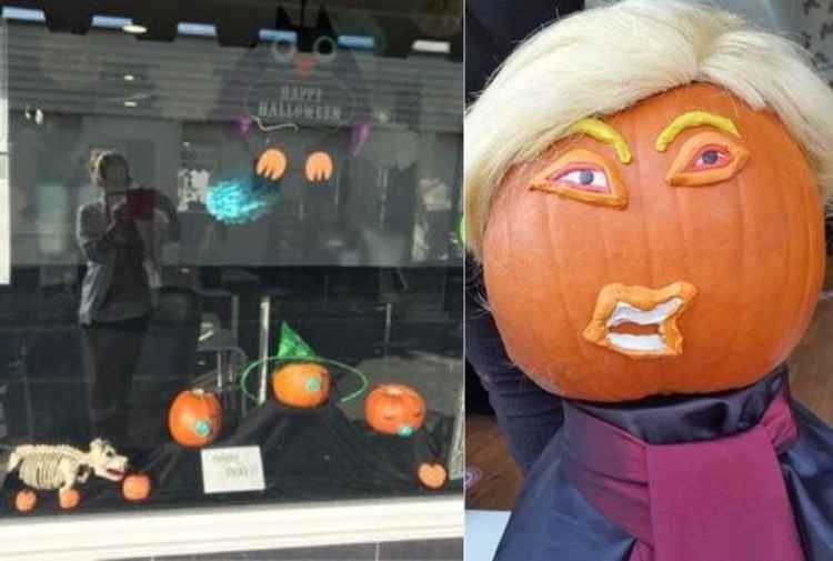 The winning displays: Salon 84's Baby Boos and Signature's Trumpkin.Picture: Ali Aitchison