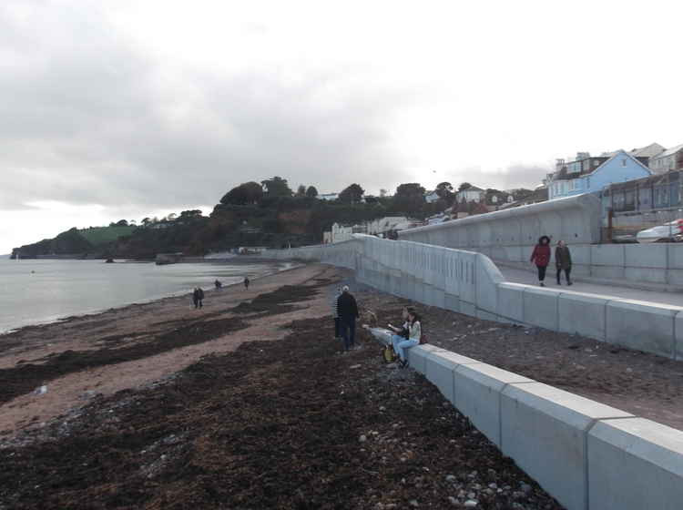 The completed first section of Dawlish's new sea wall.