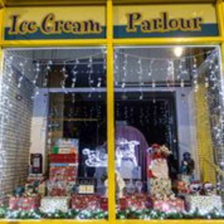 Christmas window display at the ice cream parlour. Picture: Neil Salter