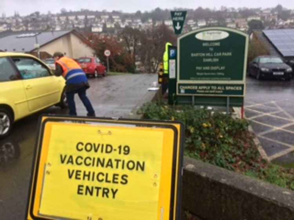 Volunteer marshals helping at the vaccination centre