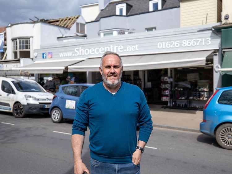 Sean outside the revamped Shoe Centre shopfront