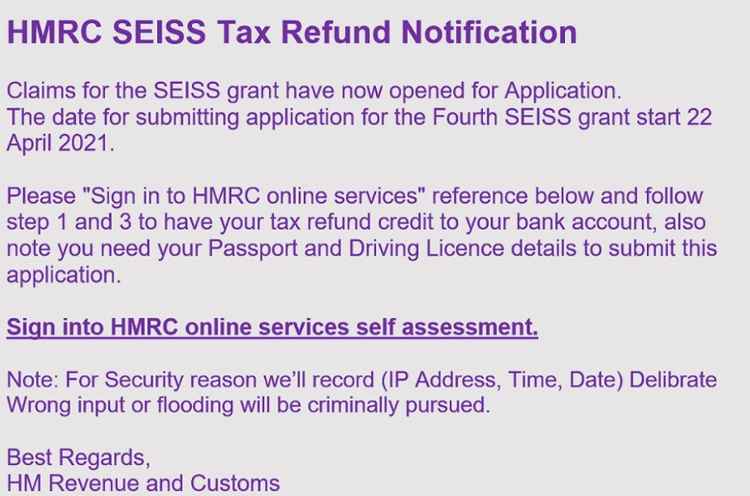 Bogus HMRC messages like this became common during the Covid pandemic