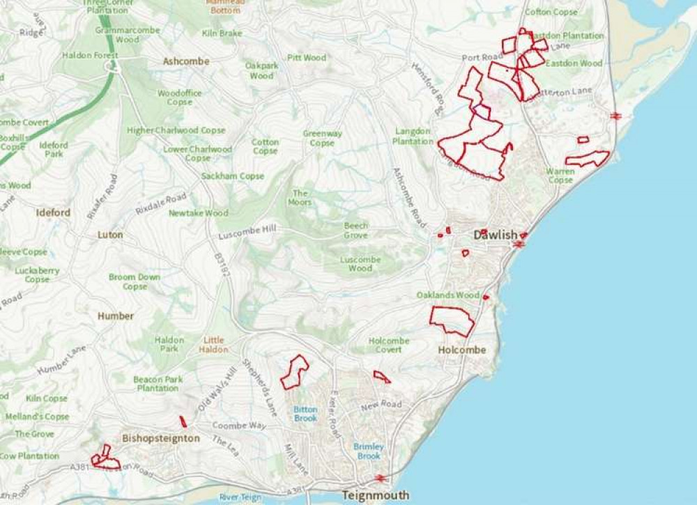 The Teignbridge Local Plan allocations for the area in and around Dawlish