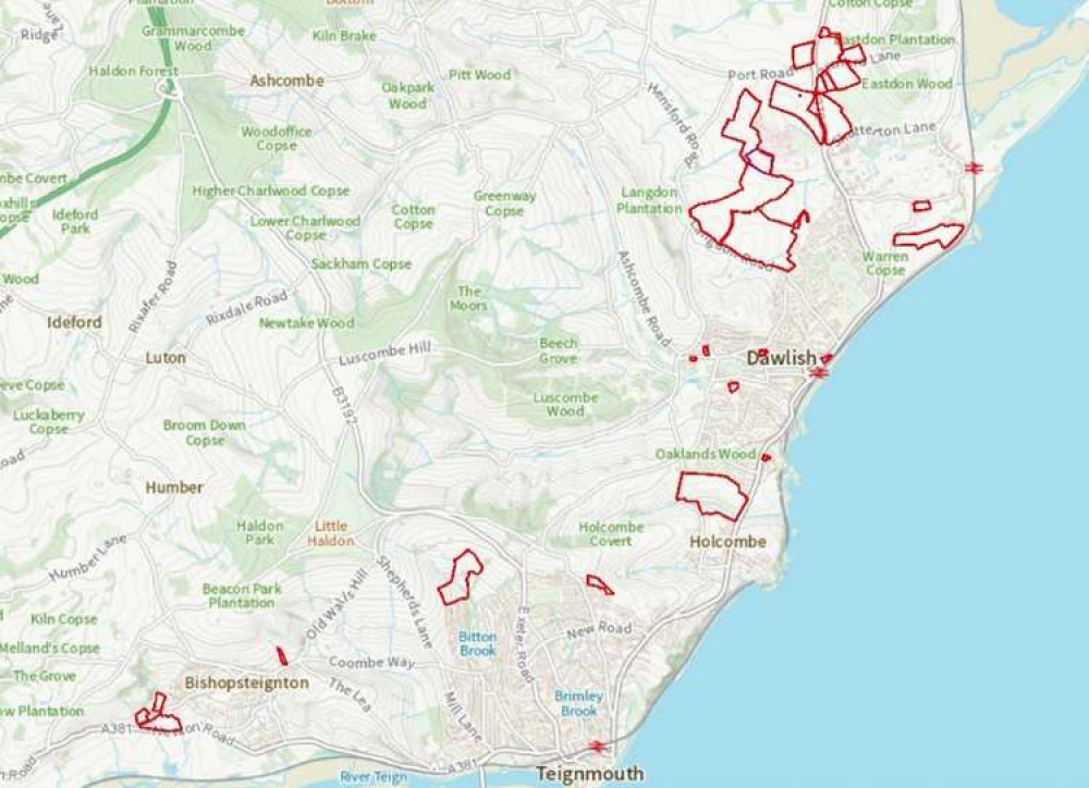 The Teignbridge Local Plan allocations for the area in and around Dawlish