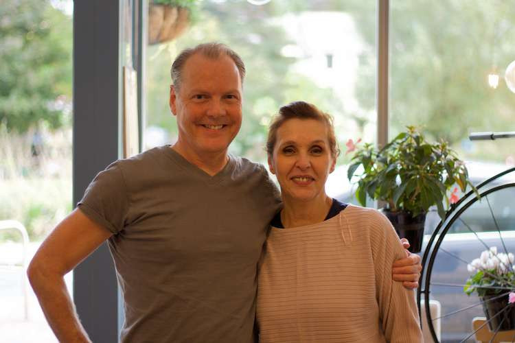 Mark and Souhela inside their café Le Cygne, Dawlish on Wednesday 6 October. Nub News/ Will Goddard