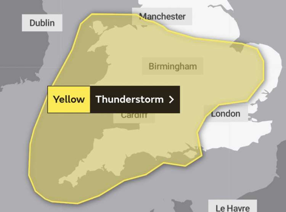 A map showing the areas affected. Credit: Met Office