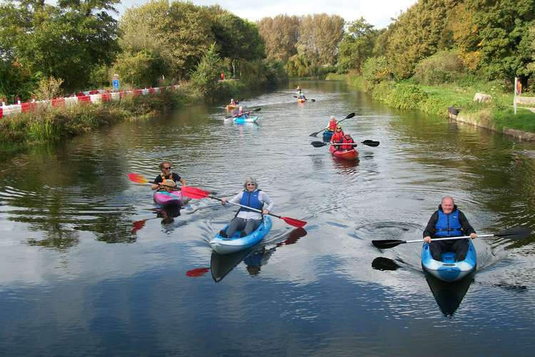 The nine members of the new Adventure Club went kayaking in Exeter recently. Credit: Michael Heyden