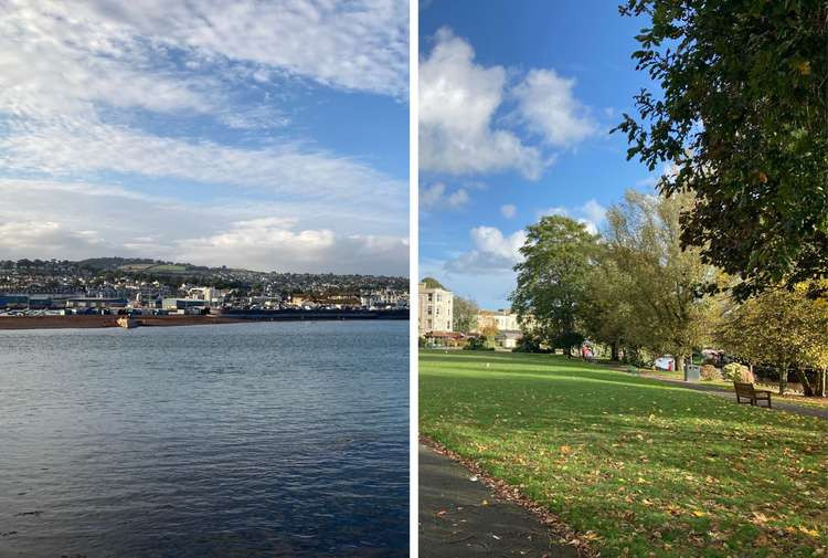 L: Teignmouth seafront. R: Dawlish Lawn (Nub News, Will Goddard)