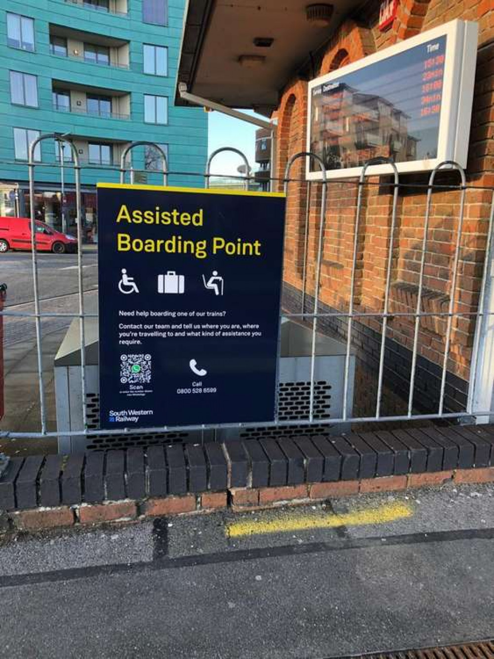 The assisted boarding point at Dorchester South train station