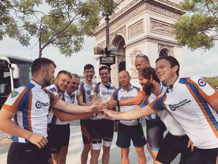 Celebrating at the Arc de Triomphe