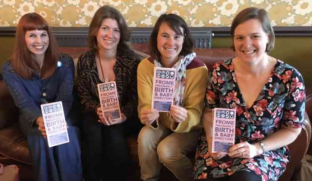 Members of the network show off the new leaflets, from left, Geraldine Fowler, midwife; Dr Veronica Roberts, educational psychologist; Eleanor Hayes, antenatal teacher at Birthzang: and Laura Goodwin, Tiny Talk Baby Signing classes.