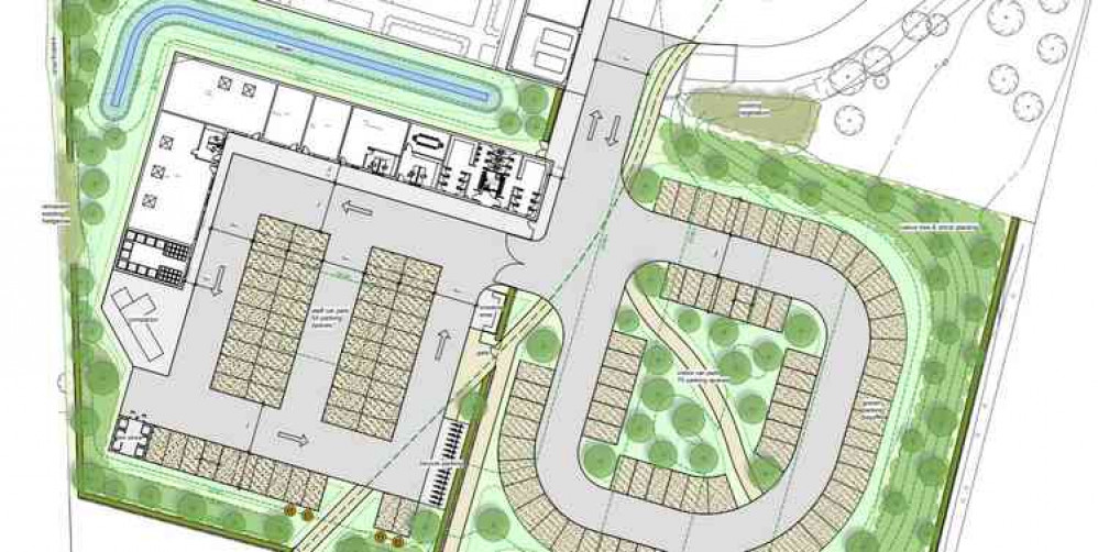 The proposed new landscaped parking area at Babington House