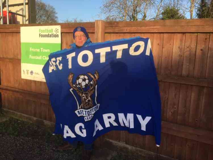 Not the result he wanted but Totton fan Ian Willis at least enjoyed some Frome sunshine