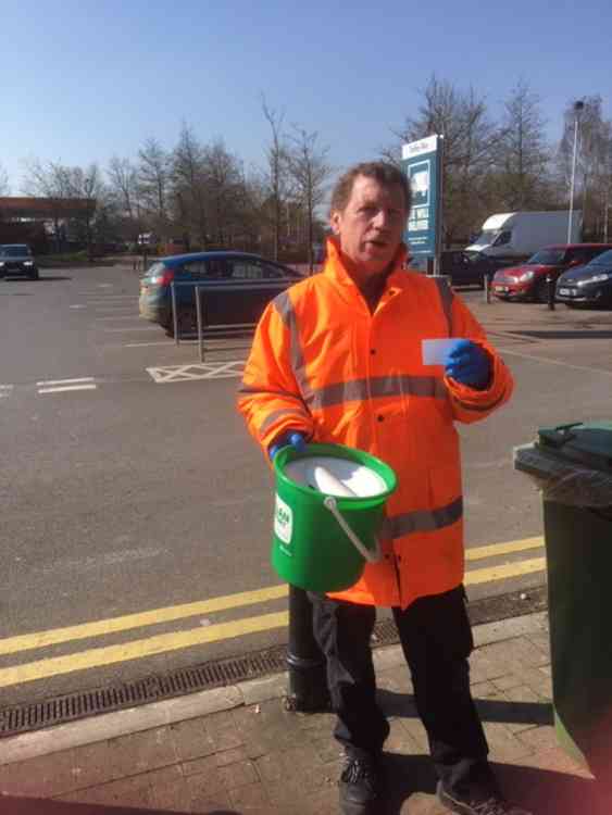 Pete Taylor out with his collection bucket today (March 27)