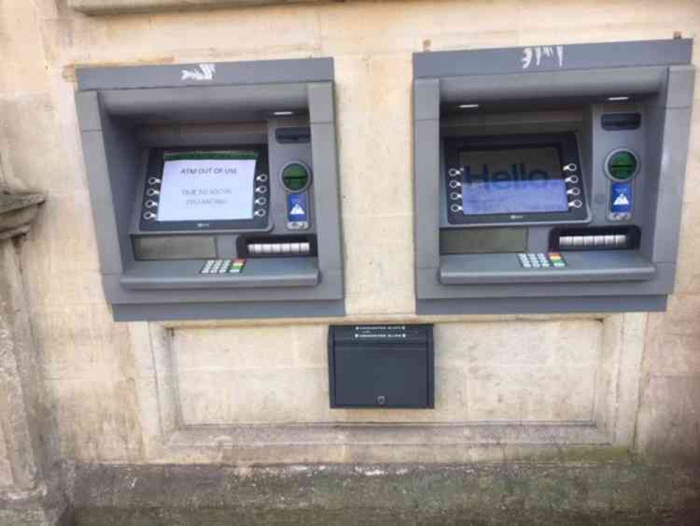 Social distancing at the cash machines in the town centre