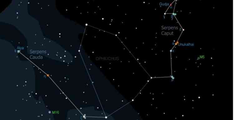 Serpens the Serpent, the only constellation that seems to be split in two