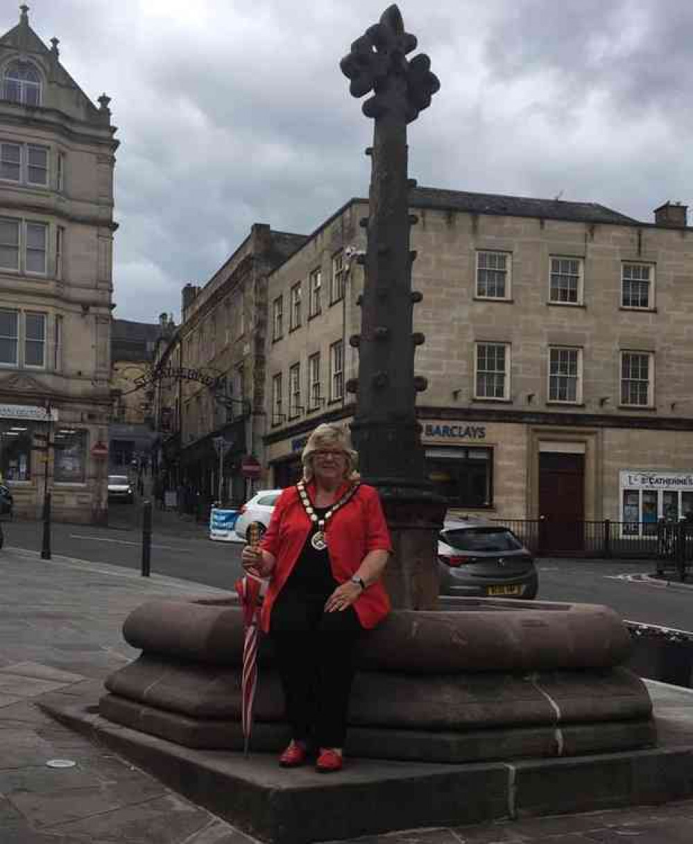 The Mayor of Frome Anita Collier at Boyle Cross in the centre of town
