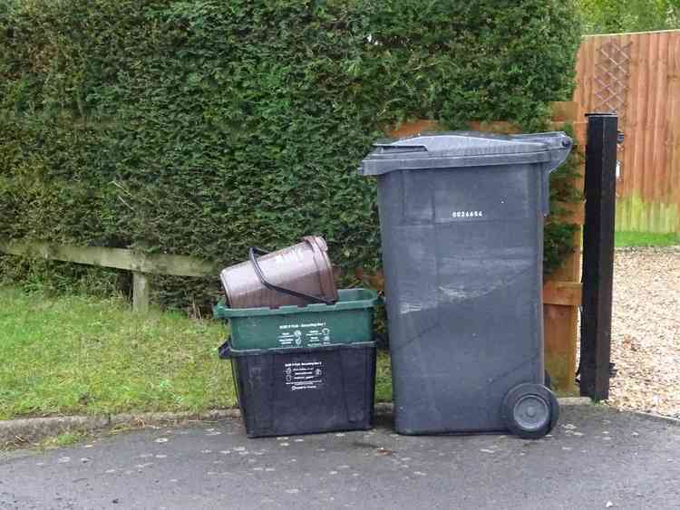 Bins and stacked boxes - Photo Somerset Waste Partnership