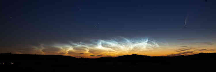 Comet Neowise was the main event earlier this month.  The photo was taken by Club Secretary from Whitesheet Hill near Stourhead and also features noctilucent clouds