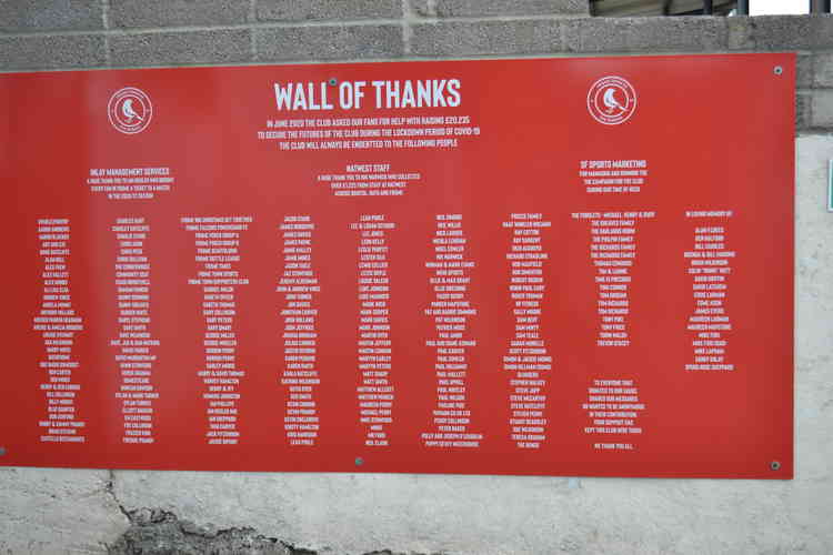 The club now has a wall to thank everyone who donated in the fundraiser