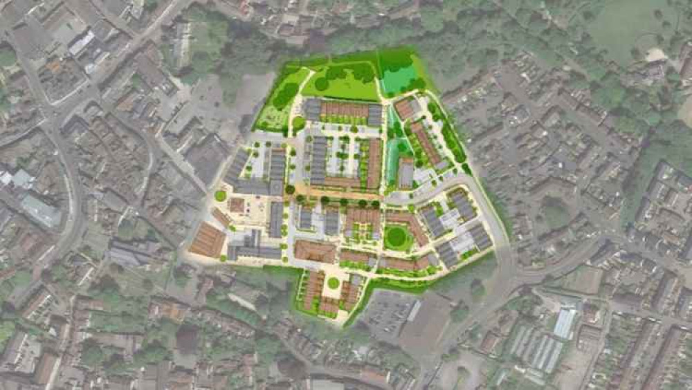 Plans For 300 Homes And Commercial Space At The Saxonvale Regeneration Site In Frome. CREDIT: Nash Partnership. Free to use for all BBC wire partners.