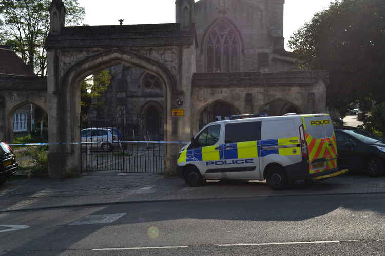 A police van at the scene this morning