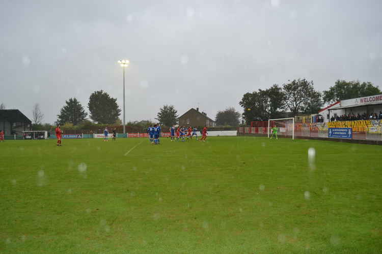 It rained solidly for the whole match which made the going very slippy