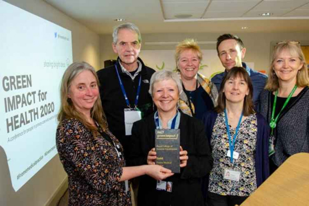 Photo of Frome Medical Practice team receiving the award earlier this year (taken in February 2020)