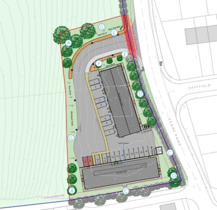 Layout Of Proposed Rural Enterprise Centre On A359 Frome Road In Bruton. CREDIT: Grainge Architects. Free to use for all BBC wire partners.
