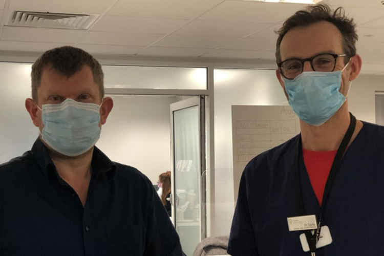 Dr Andy Miller (left) and Dr Rob Taylor (right), both GP Partners at the practice, before starting work on the vaccinations today (December 18)