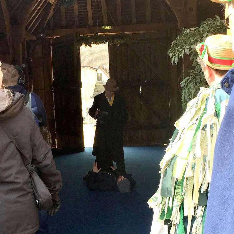 Filming of the Wessex Morris Men in Netflix's Jack Whitehall: Travels with My Father Image: Stockbridge Barn Farm