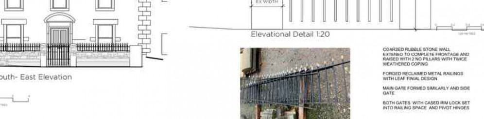 An extract from the planning application for Oriel Lodge in Frome showing the reclaimed railings