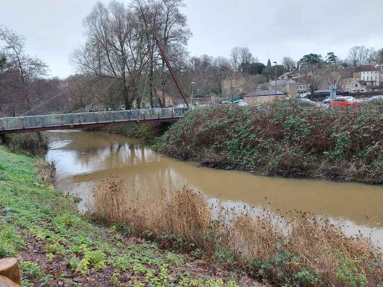 The river through the centre of Frome on December 28