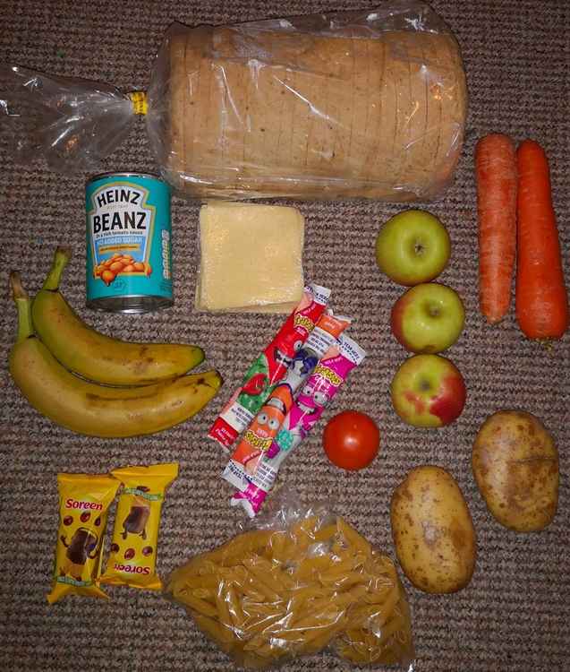 The photo which appeared on social media showing groceries reportedly supplied as part of the free meals project