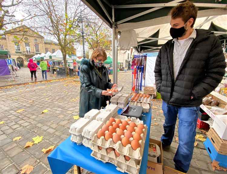 The leader of Mendip Council Ros Wykes shopping at one of the Mendip markets