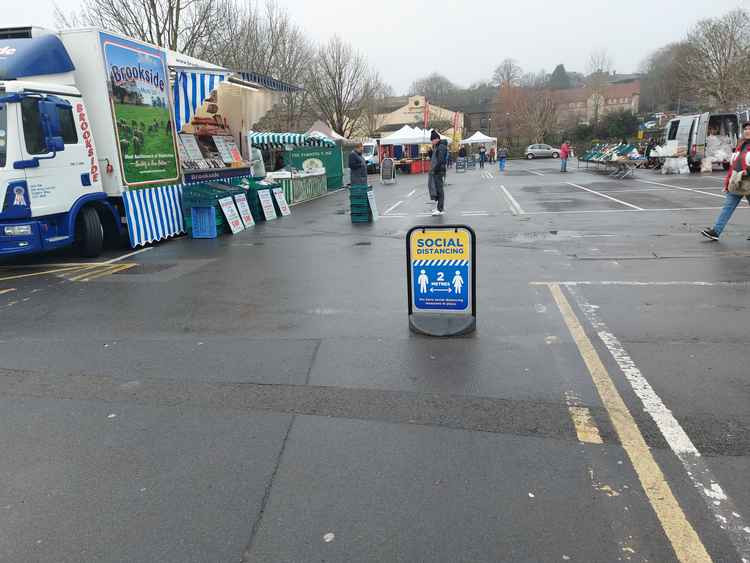 The market in the centre of Frome today January 27