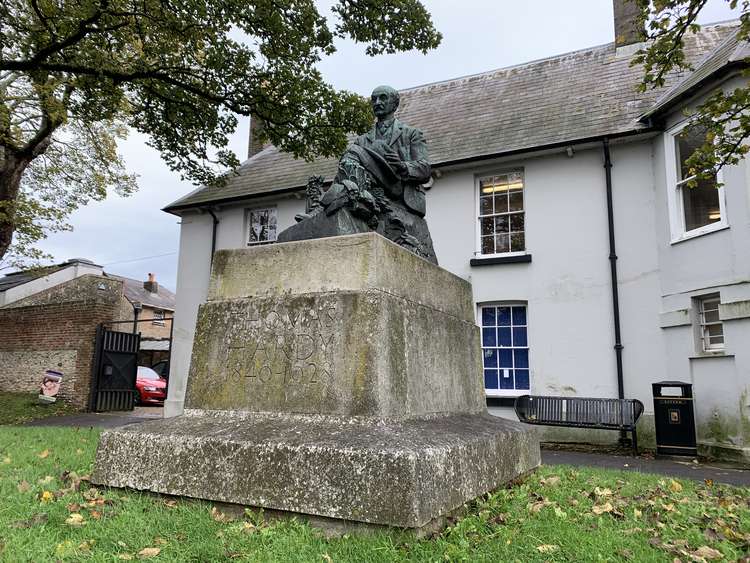 Start at the Thomas Hardy statue in Colliton Walk