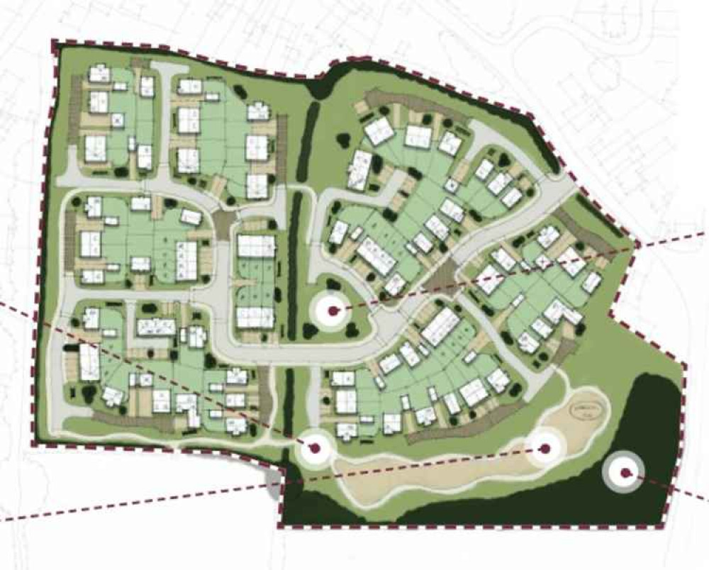 Masterplan For 95 Homes On B3356 Naish's Cross In Chilcompton. CREDIT: Gladman Developments. Free to use for all BBC wire partners.