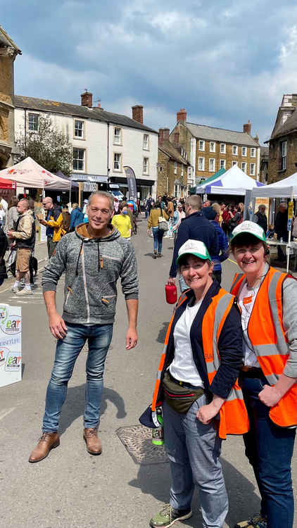 The Frome MP with festival organisers Bev and Sarah Milner-Simonds