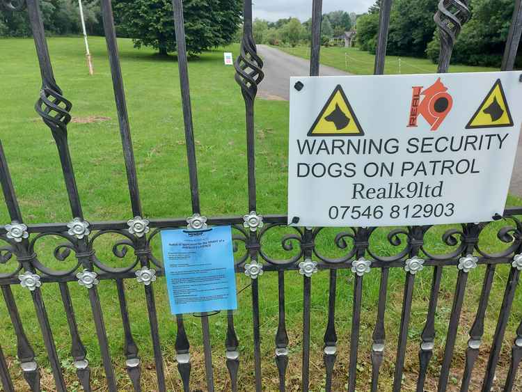 The notification on the gates leading to Critchill Court today (June 29)