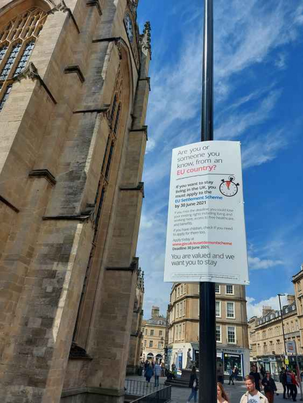 One of the warning posters in Bath over the weekend