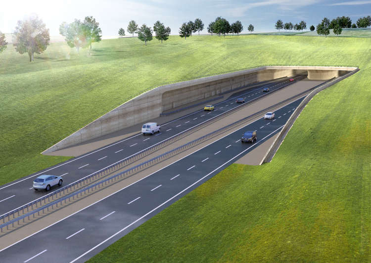 Eastern Entrance To The New Tunnel Near Stonehenge. CREDIT: Highways England. Free to use for all BBC wire partners.